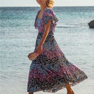 Anthropologie Clementina Maxi Dress with Ruffle Sleeves